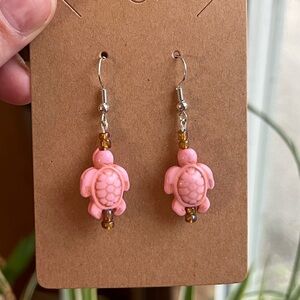 Pink Turtle Earrings